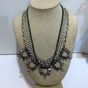 Stella + Dot rhinestone necklace set silver